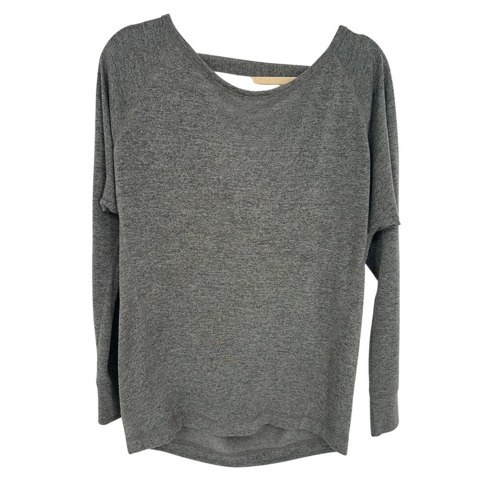 Club Monaco Boat Neck Sweater Womens M‎ Gray Low Back Strap Knit Soft Minimalist